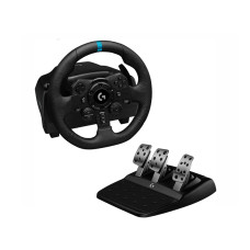 Logitech G923 Racing Wheel and Pedals, TRUEFORCE up to 1000 Hz Force Feedback, Responsive Driving Design, Dual Clutch Launch Control, Genuine Leather Wheel Cover, for PS5, PS4, PC,